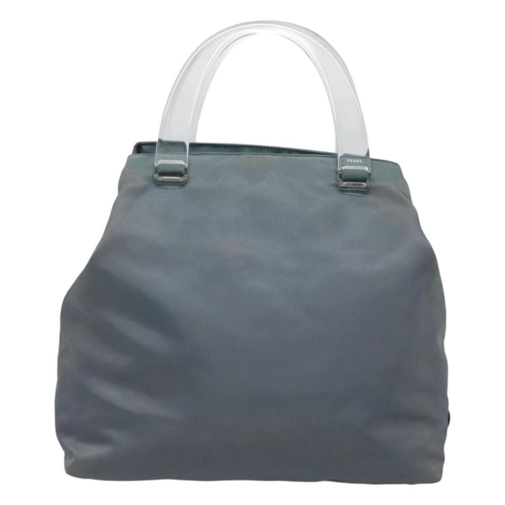 PRADA Hand Bag Nylon plastic Light Blue Silver clear Auth fm4546 - Picture 2 of 16